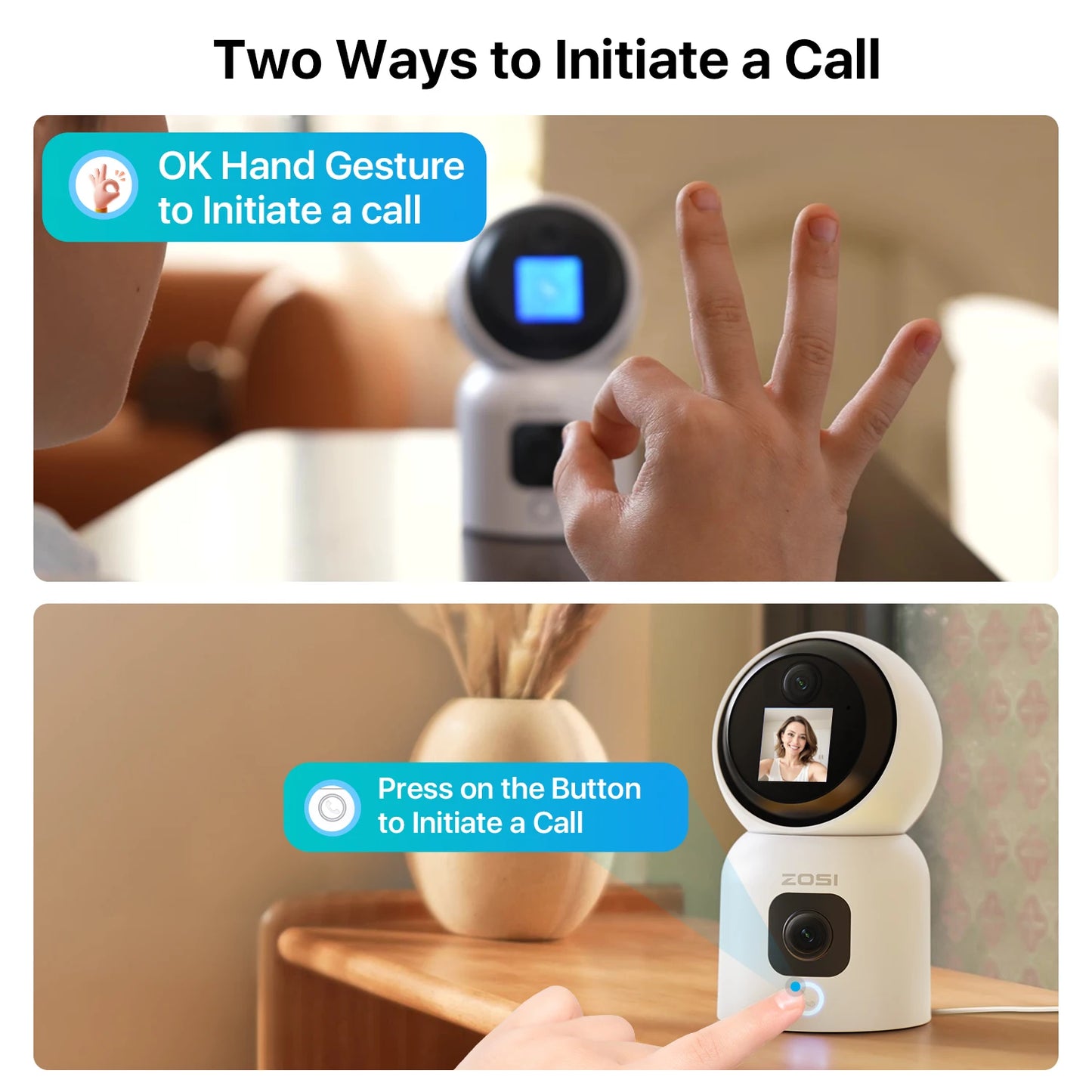 ZOSI 360 Degree Smart Home Security Camera With AI Tracking