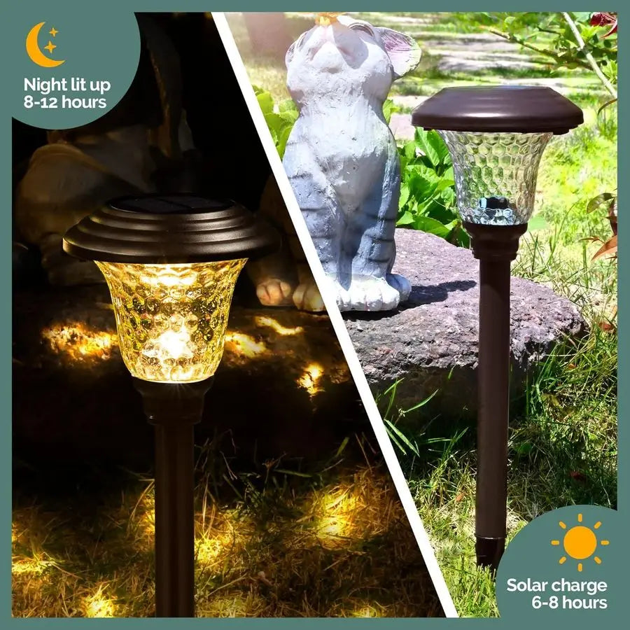 Solar Pathway Lights Pack Waterproof Outdoor Garden Lights Warm White