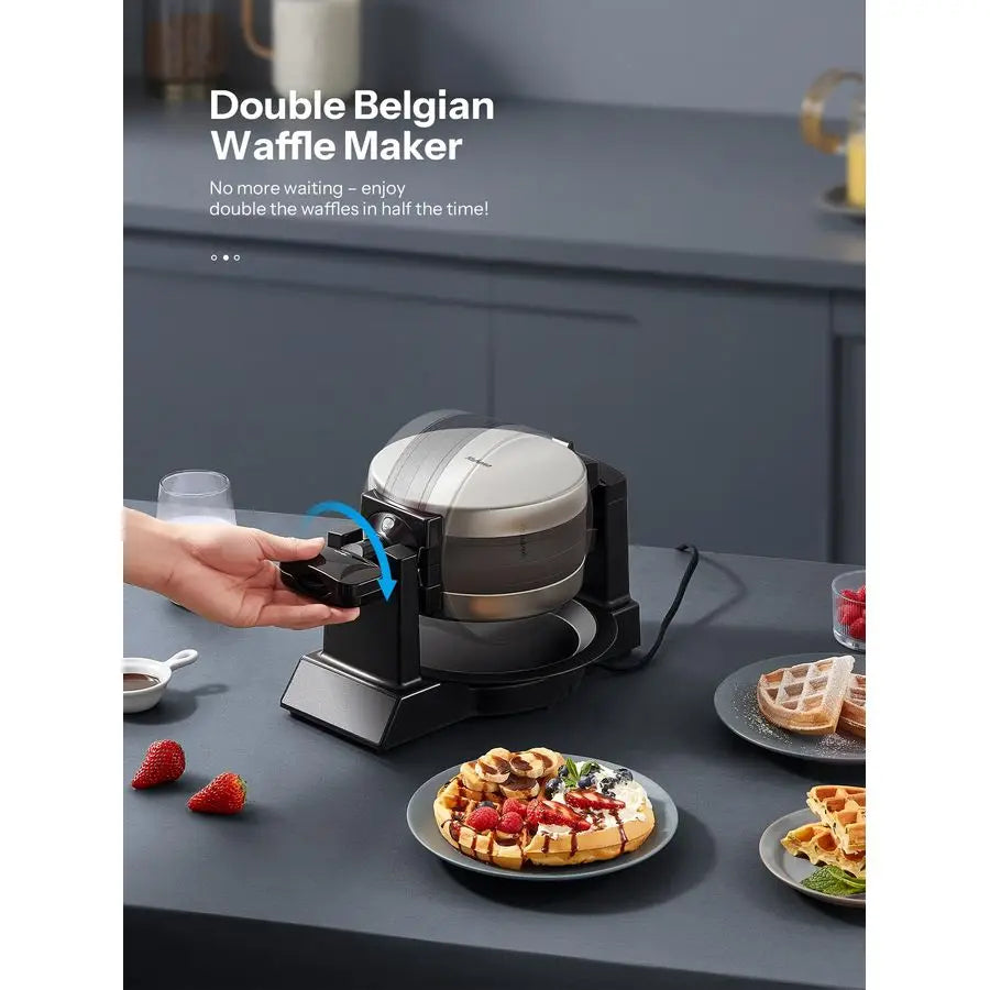 Belgian Waffle Maker Rotating With Double Flip Technology Nonstick