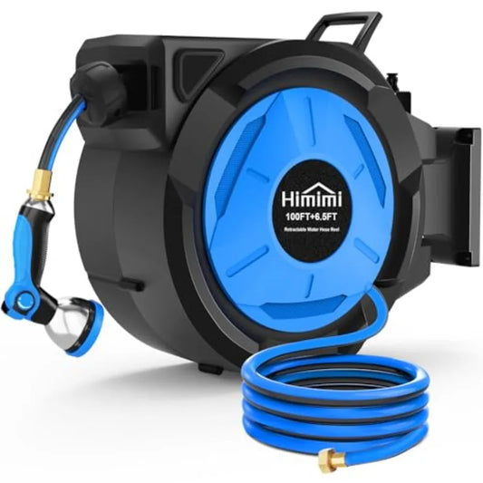 Retractable Garden Hose Reel With Wall Mount And Sprayer Nozzle