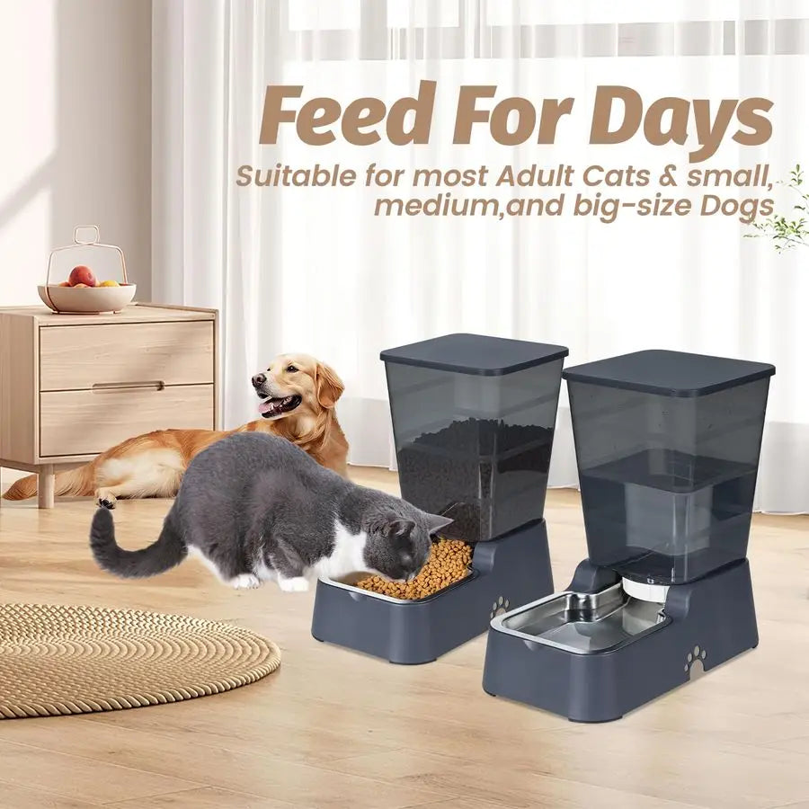 Stainless Steel Automatic Pet Waterer Gravity Feeder