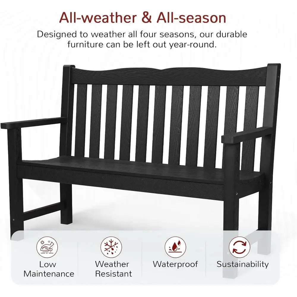 All Weather 2 Seat Patio Bench 800 Lbs Capacity Durable