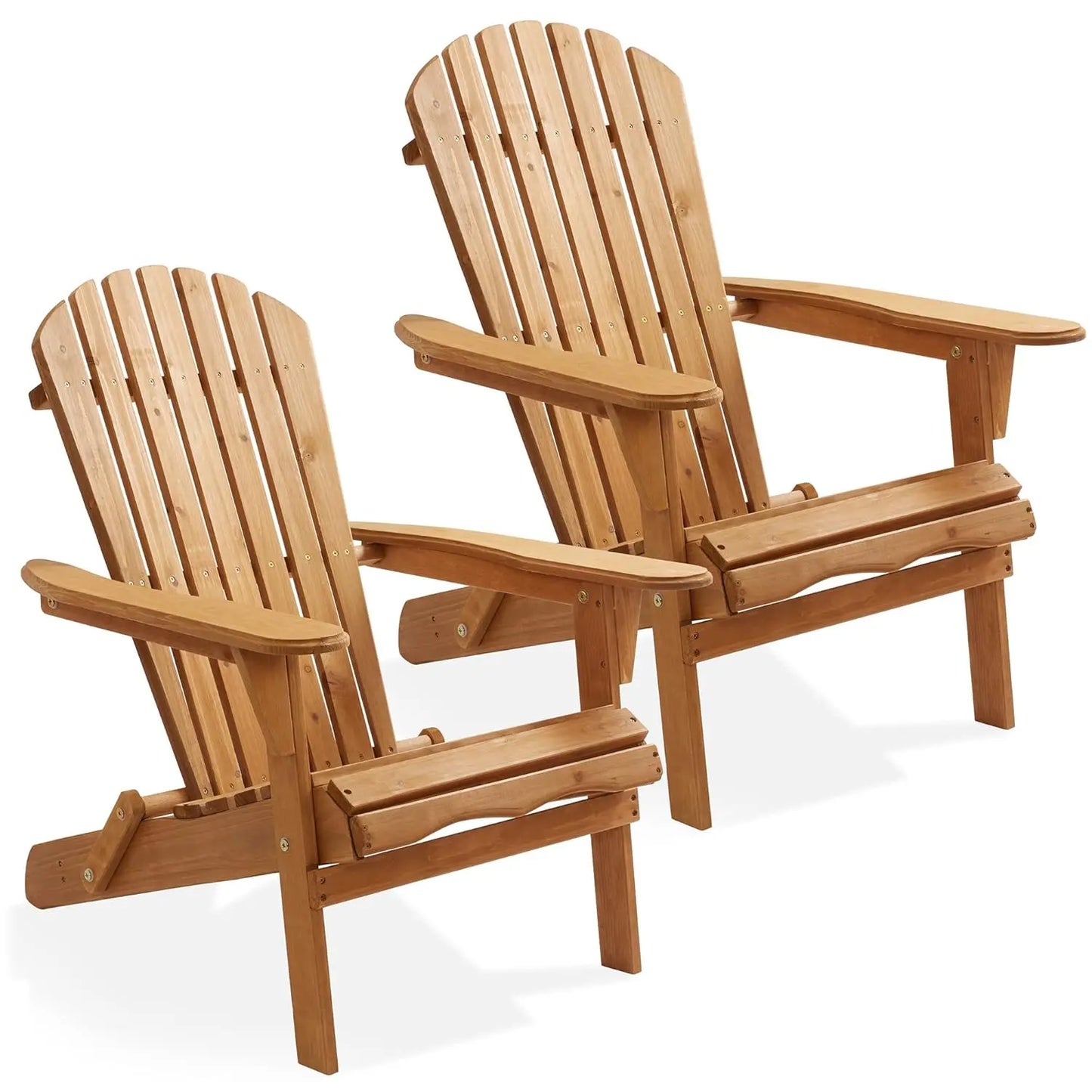 Folding Adirondack Chair Set Cedar Wood Outdoor Loungers