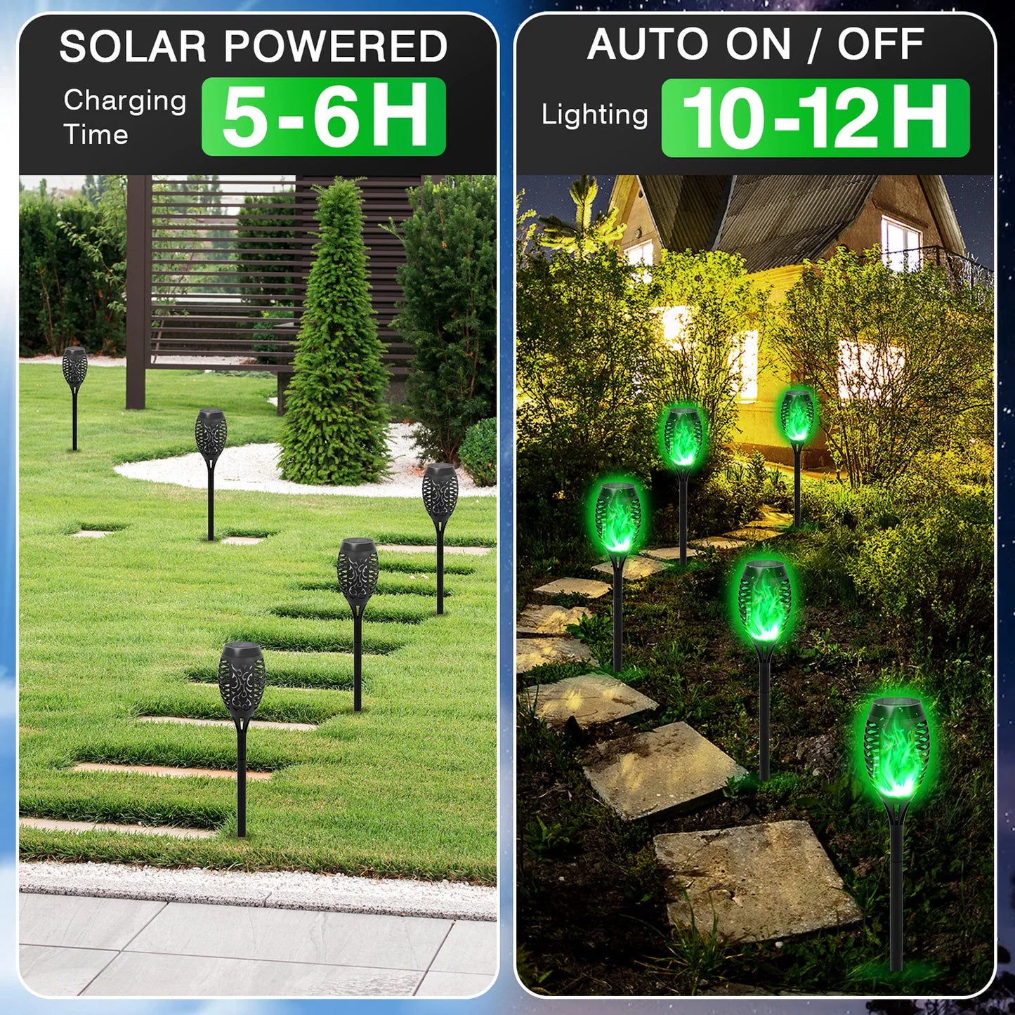 Solar Torch Light Outdoor Flickering Flame LED Waterproof Garden Decor