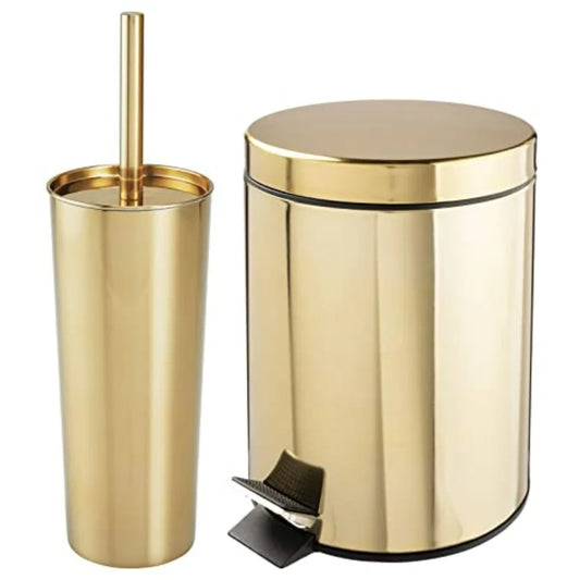 Bathroom Combo Toilet Brush Holder Round Step Trash Can