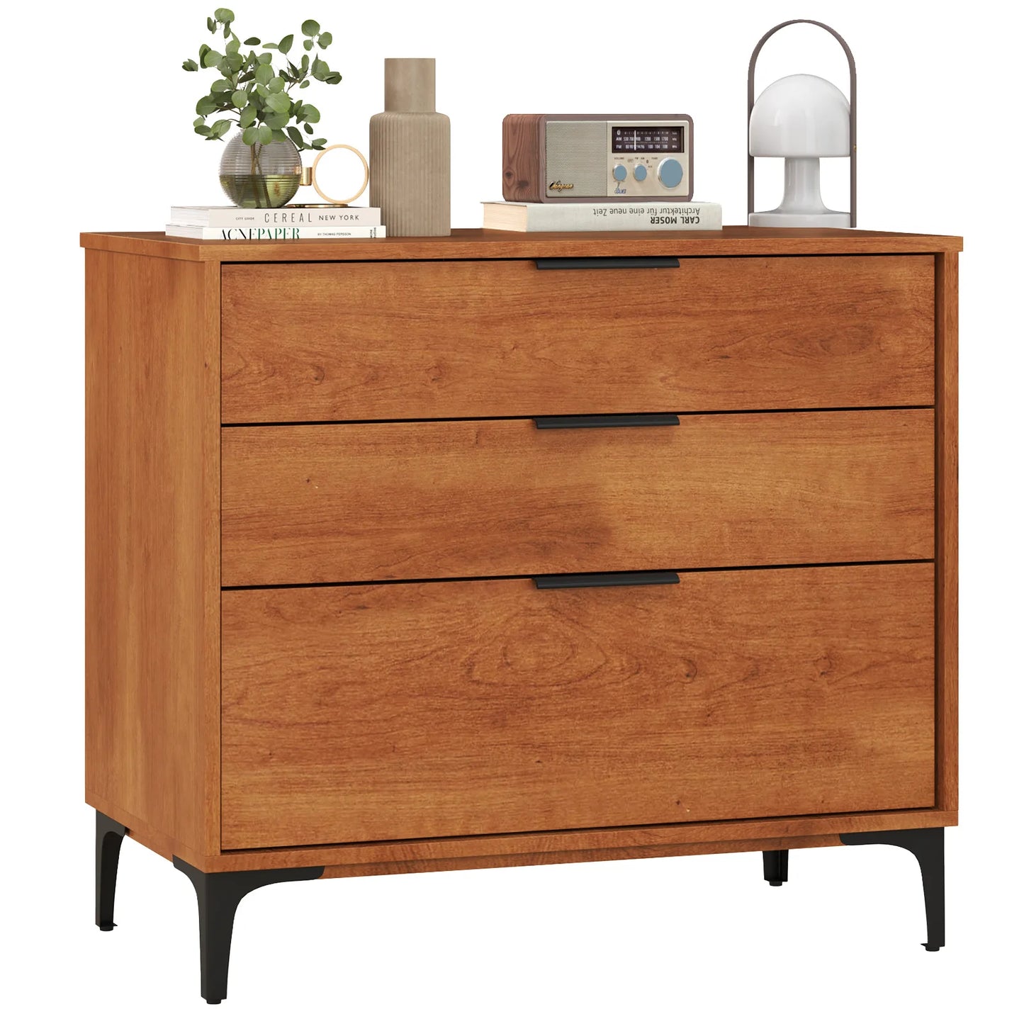 HOMASIS 3-Drawer Dresser With Metal Support Legs And Anti-Tipping