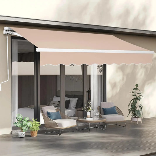 NONECN Retractable Patio Awning With Aluminum Frame