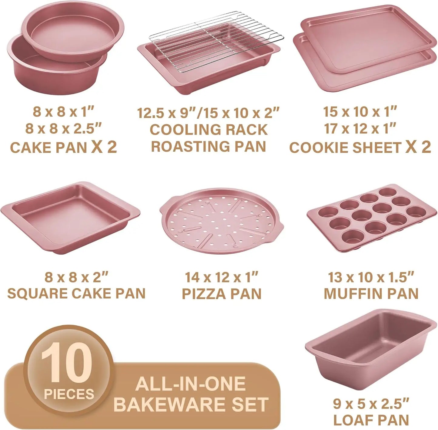Nonstick Baking Pan Set With Cooling Rack And Bakeware