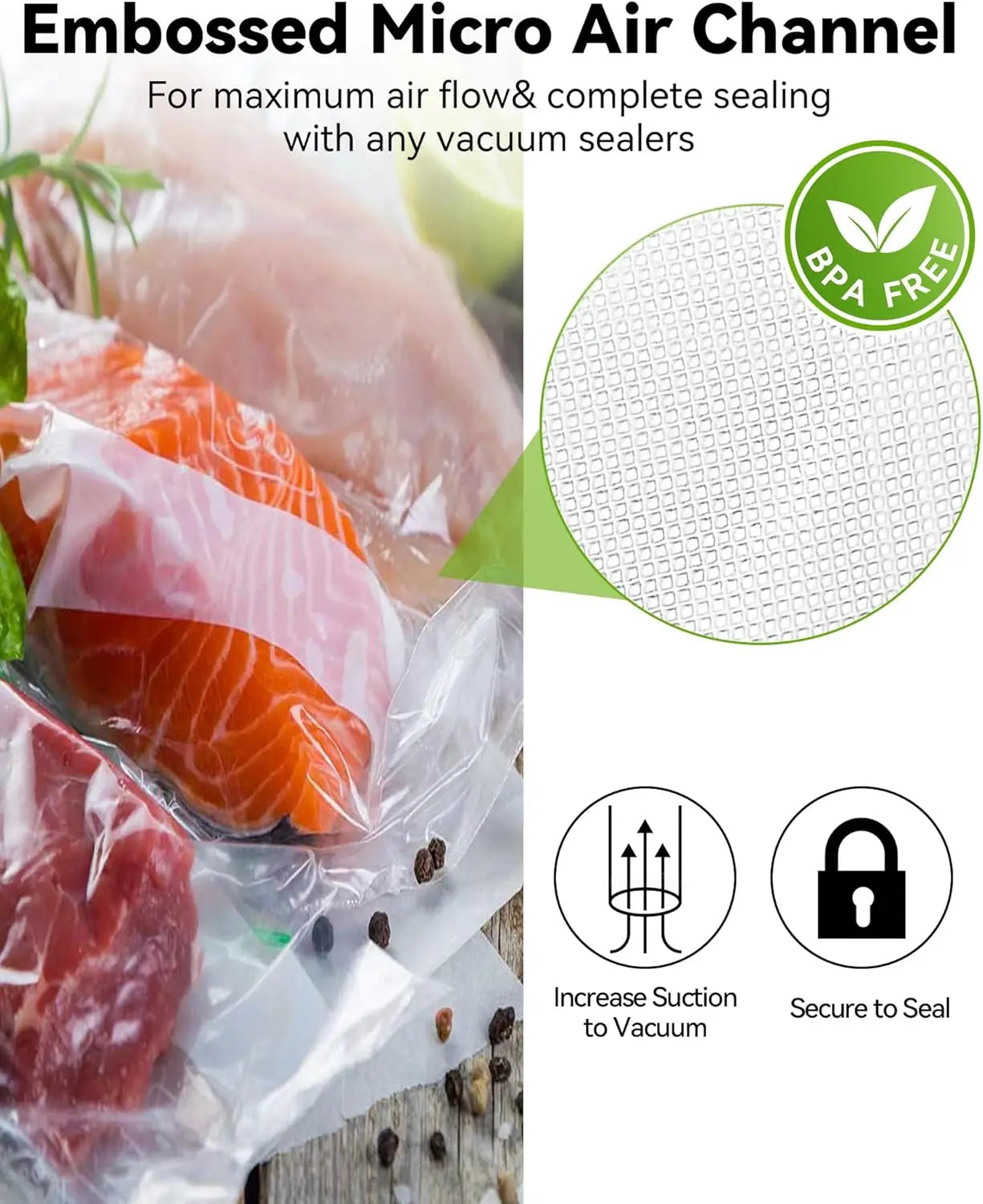 Food Vacuum Sealer Bags 300-Count BPA-Free Sous Vide Compatible