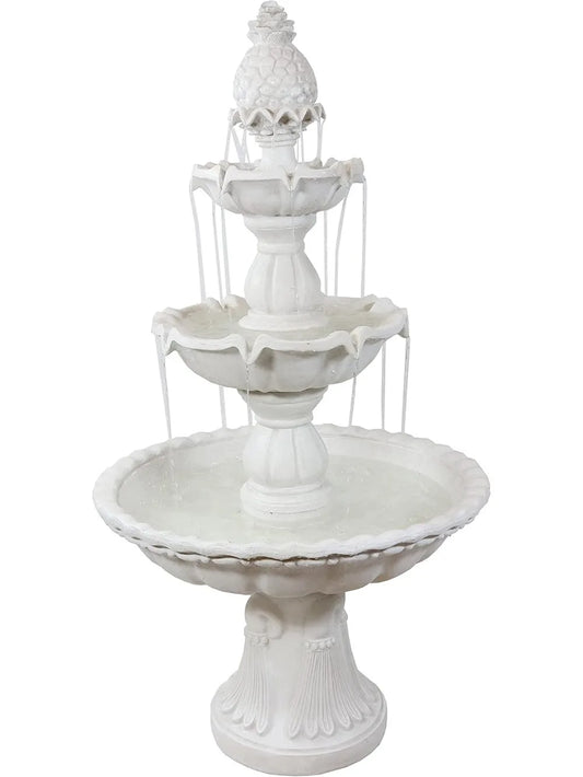 Welcome 3-Tier Water Fountain With Pineapple Topper For Garden