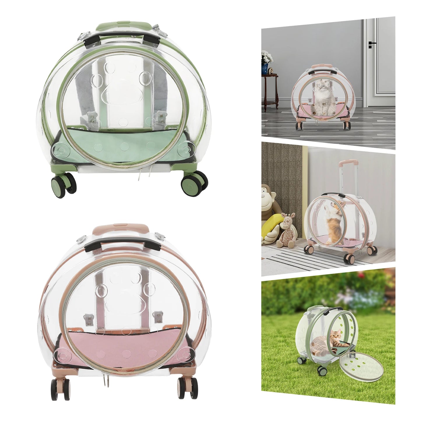 Breathable Cat Carrier With Rolling Wheels