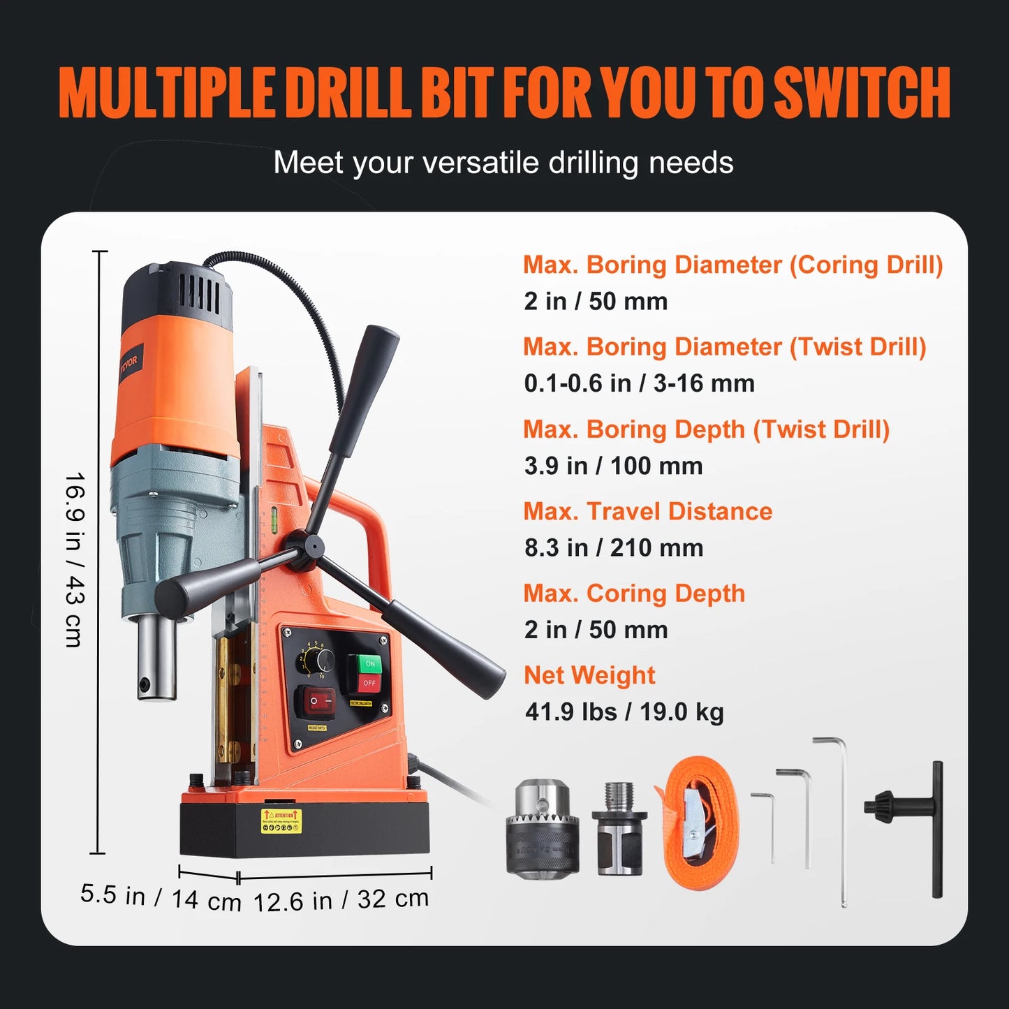 Succebuy 1300W Magnetic Drill Press