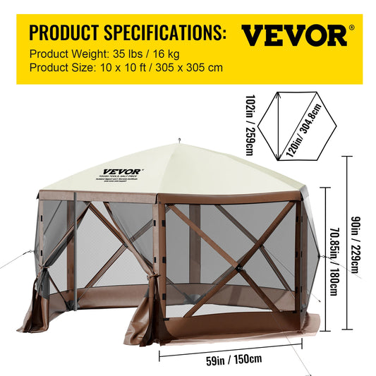 SucceBuy Pop Up Camping Gazebo Canopy Shelter Six Sided