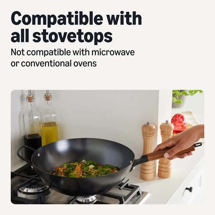 Carbon Steel Preseasoned Wok For All Gas Electric Induction Cooktops