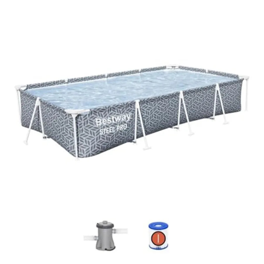 XMSJ Steel Pro Rectangular Above Ground Pool Set With Filter