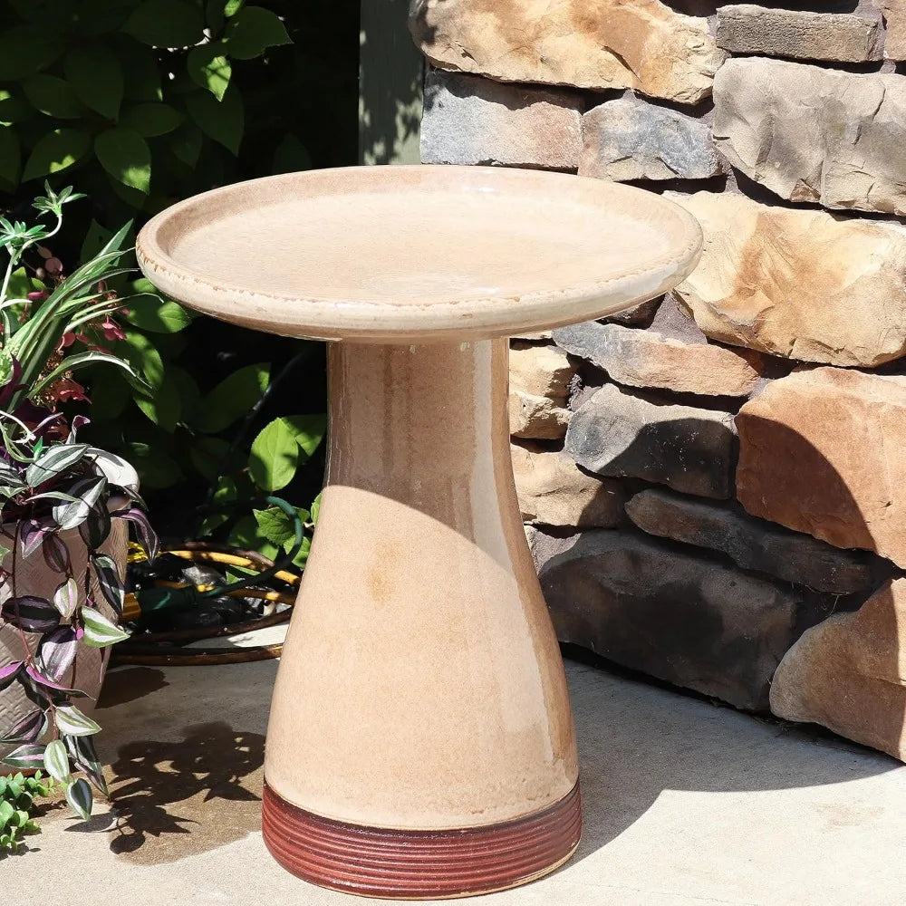 Sunnydaze Ceramic Bird Bath Outdoor Hand Painted