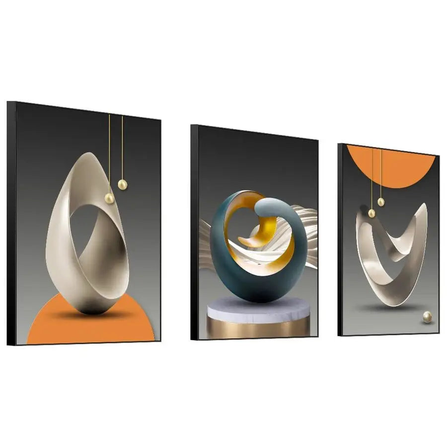 Abstract Modern Framed Wall Art Shape Pattern For Living Room