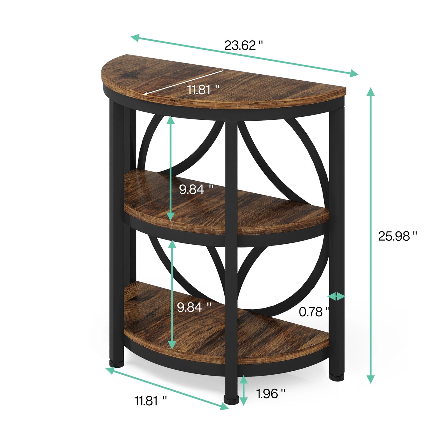 Tribesigns Half Round End Table With Storage Metal Frame