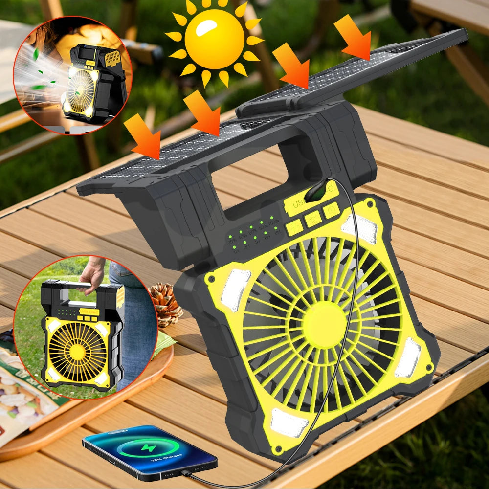 Moowarlt Solar Charging Portable Fan For Outdoor Adventures