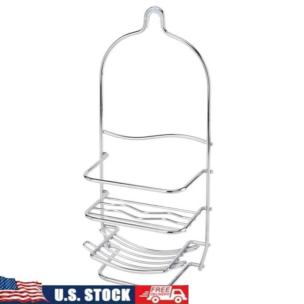 Metal Shower Caddy 3-Tier Storage Organizer With Hooks