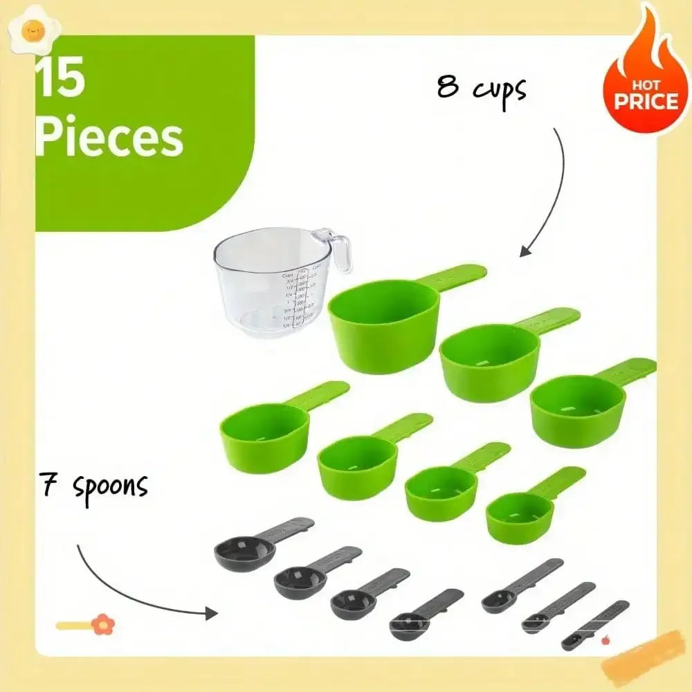 15-Piece Magnetic Measuring Cup And Spoon Set Nesting Kitchen Tool