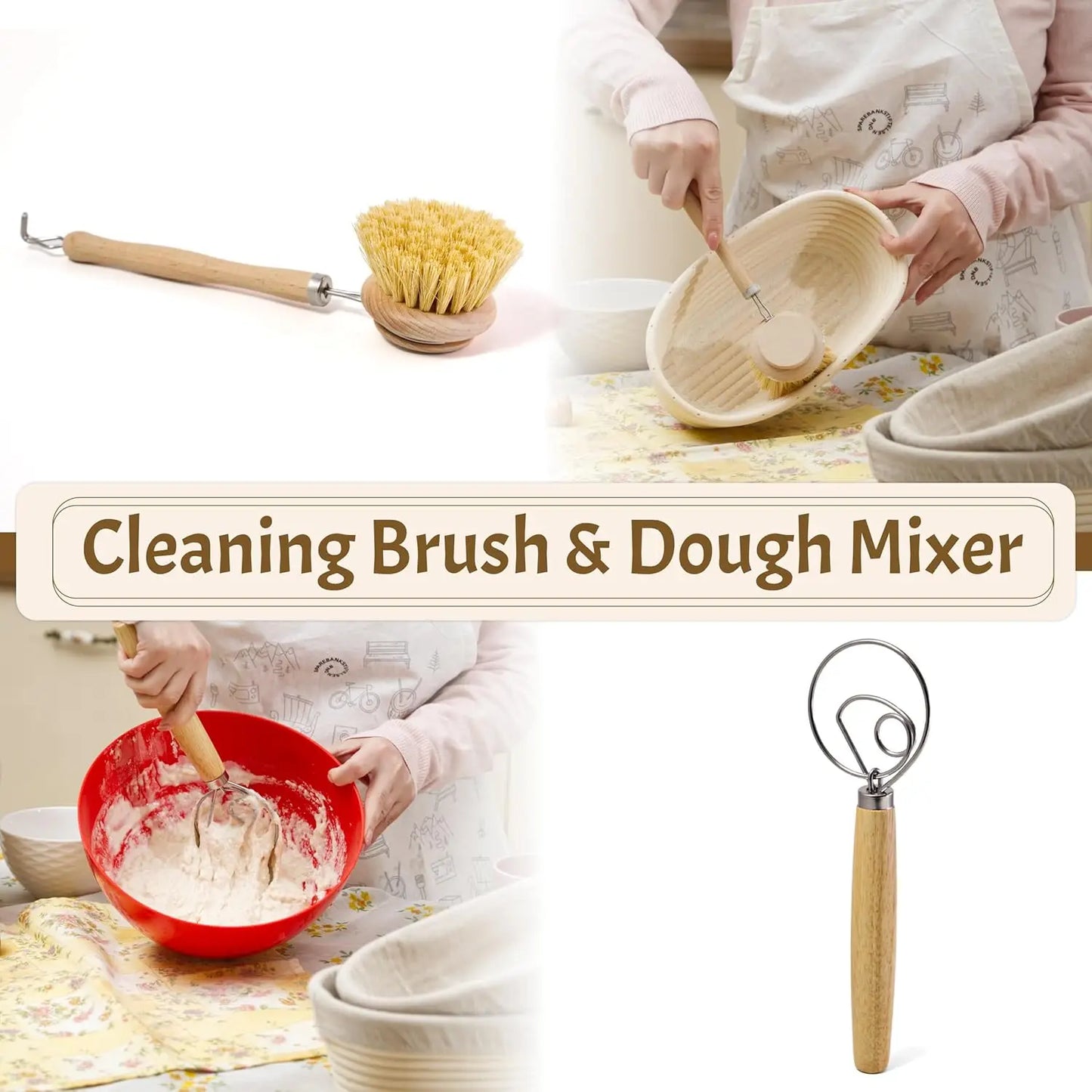 Sourdough Starter Kit With Rattan Baskets And Baking Tools