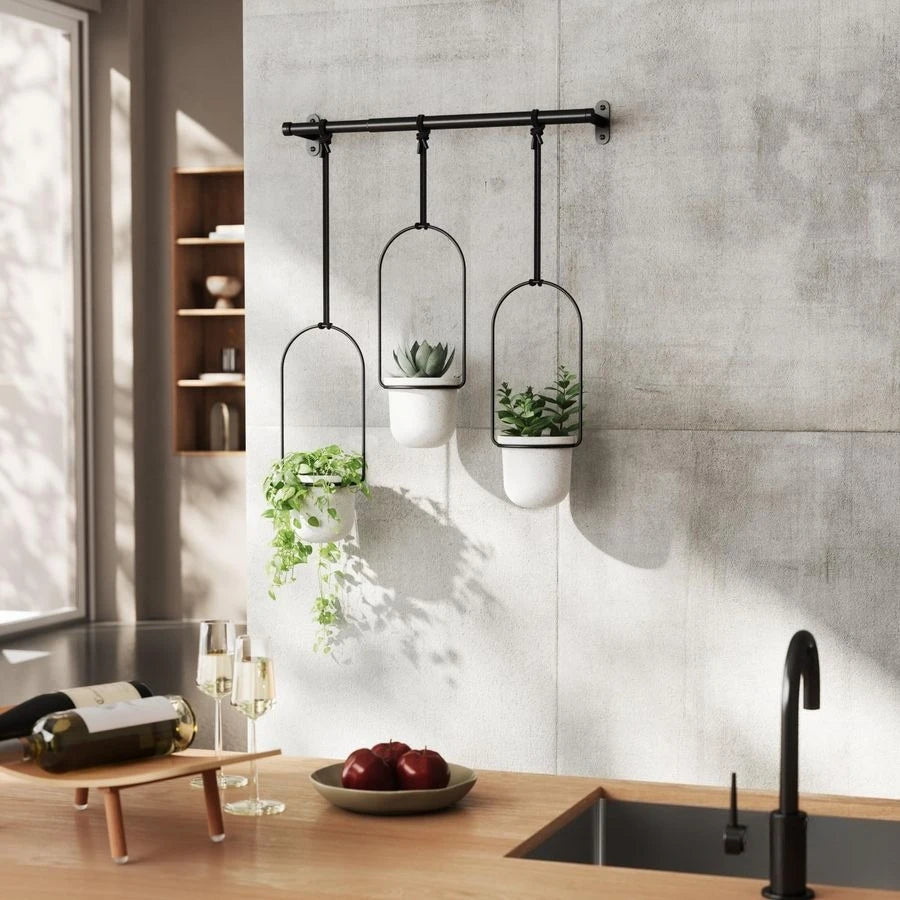 Triflora Hanging Planter for Window Indoor Herb Garden Set of 3