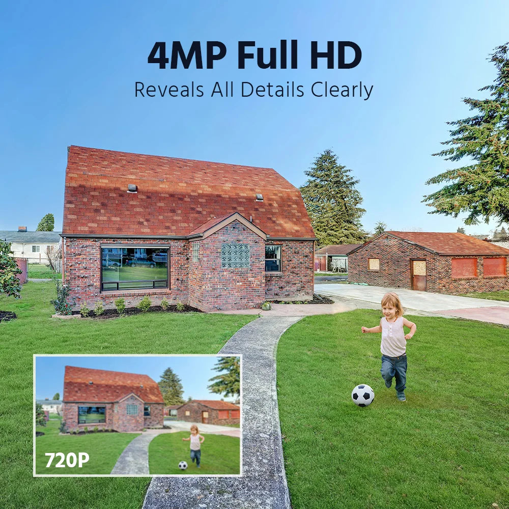 ANNKE 4-Camera Solar Wireless 4MP Surveillance Kit With Monitor