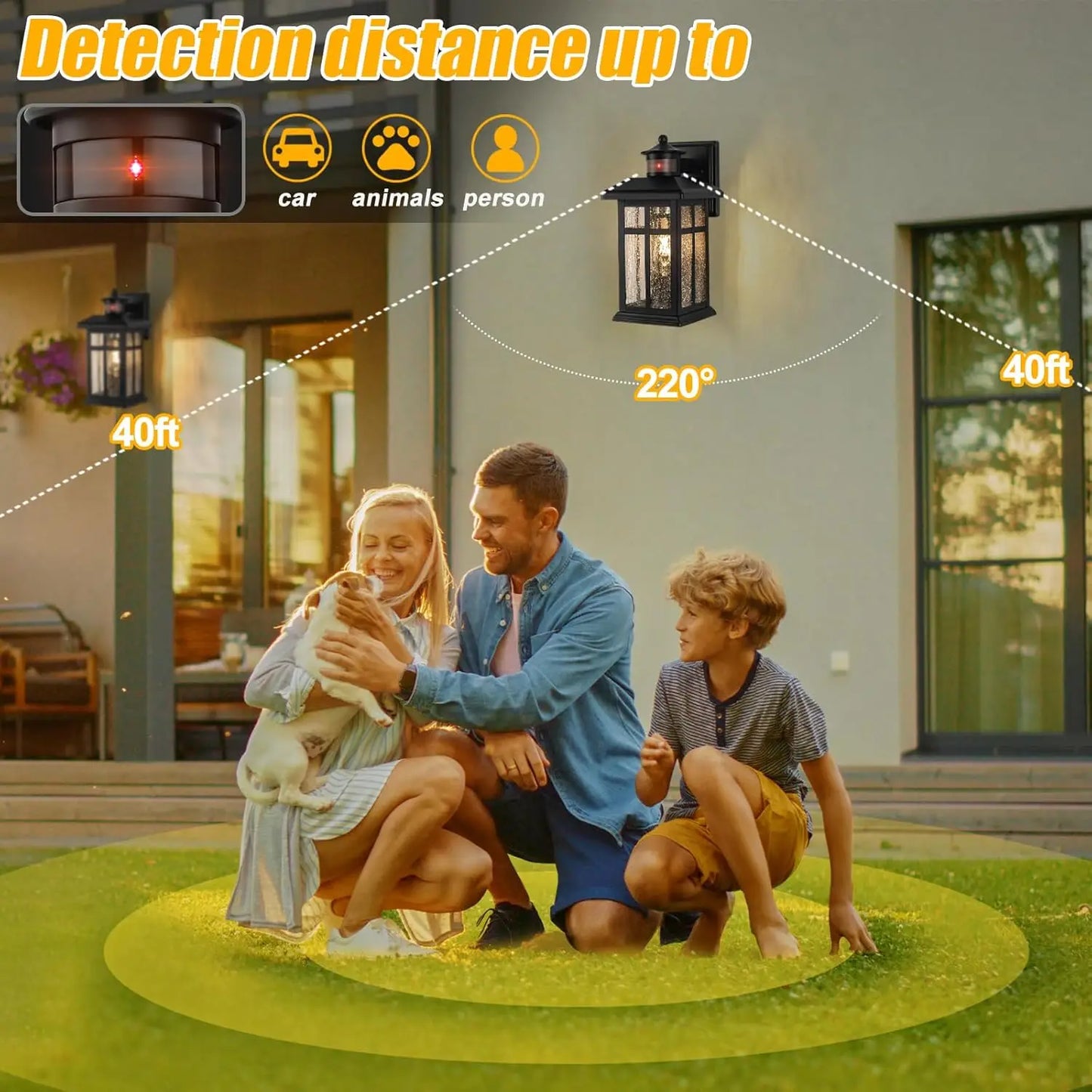 2-Pack Outdoor Motion Sensor Wall Lights Dusk-to-Dawn Exterior