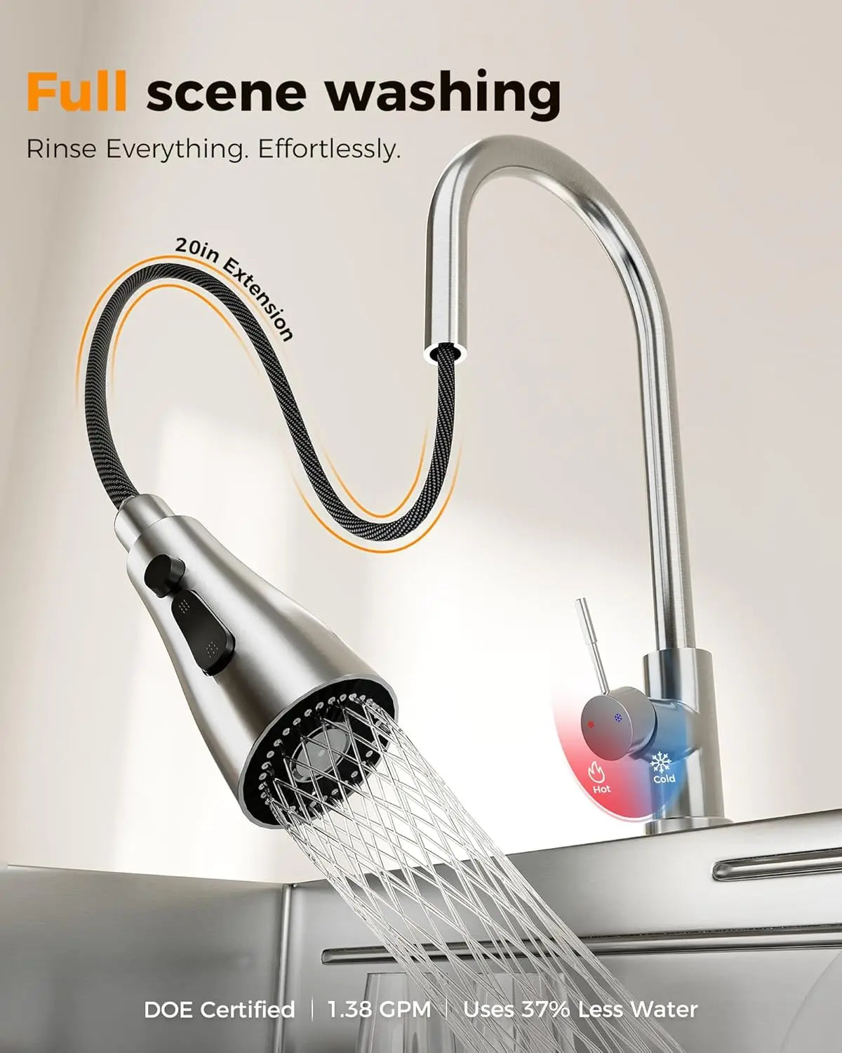 Stainless Steel Kitchen Sink With Fast Drain And Foldable Grid