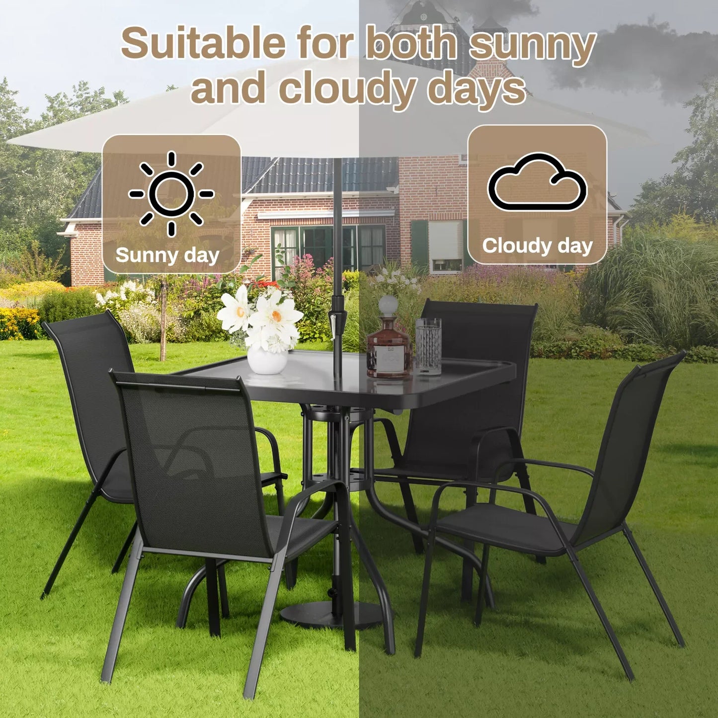 Patio Dining Set 5 Pieces Outdoor Metal Table And Chairs