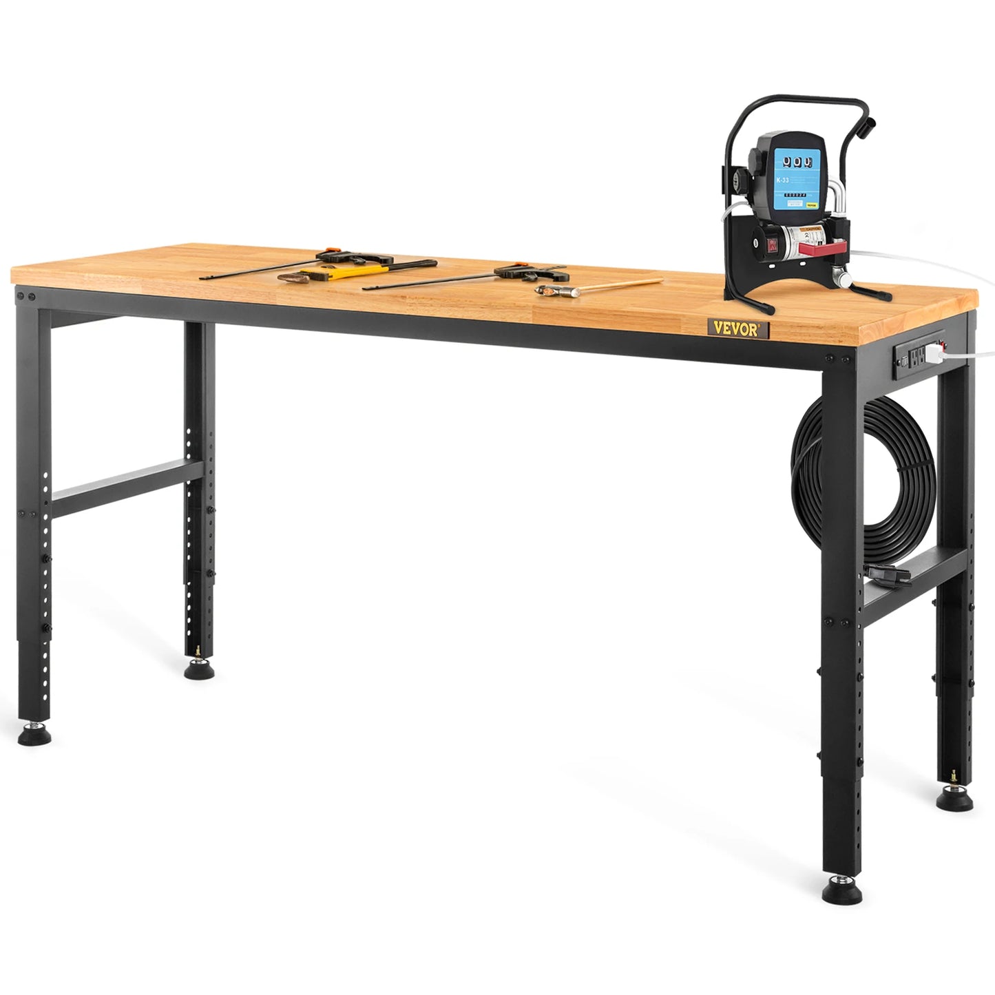 Woodworking Workbench With Adjustable Height Oak Top