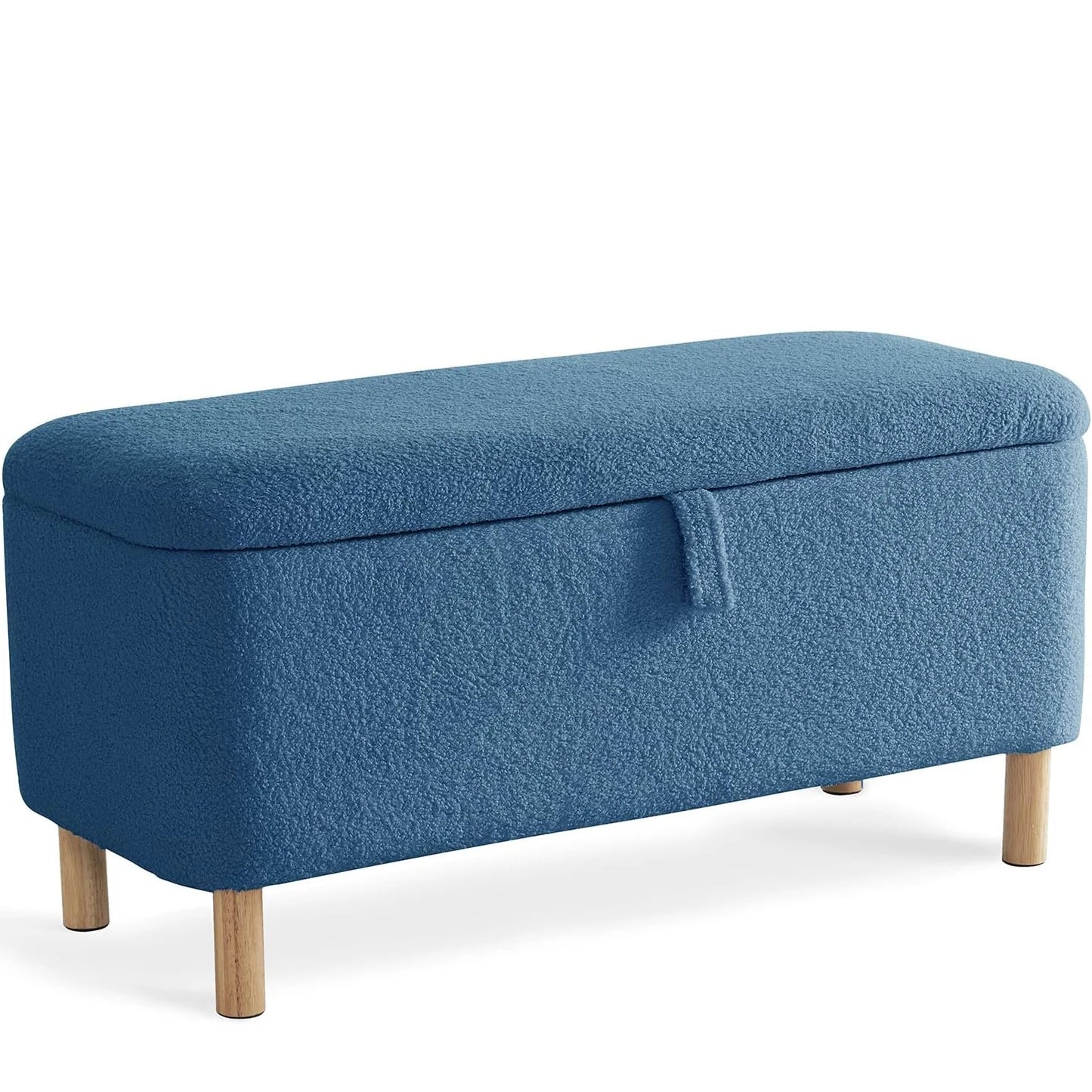 TODRAN Boucle Storage Ottoman Bench With Sherpa Upholstery