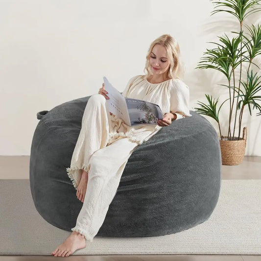 Lux Velvet Bean Bag Chair With Removable Cover Memory Foam