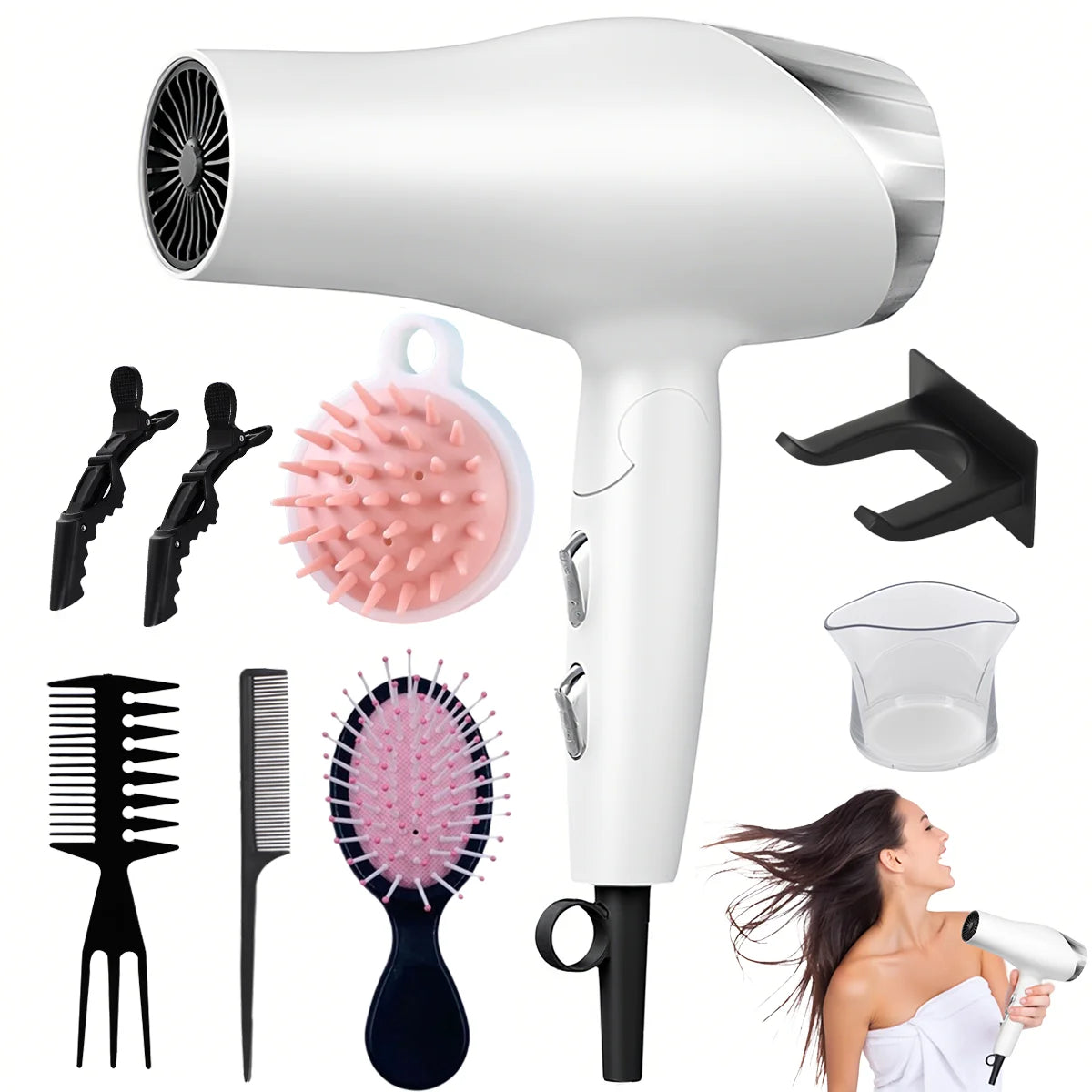 B BEICHEN Foldable Hair Dryer With Diffuser And 2 Speeds