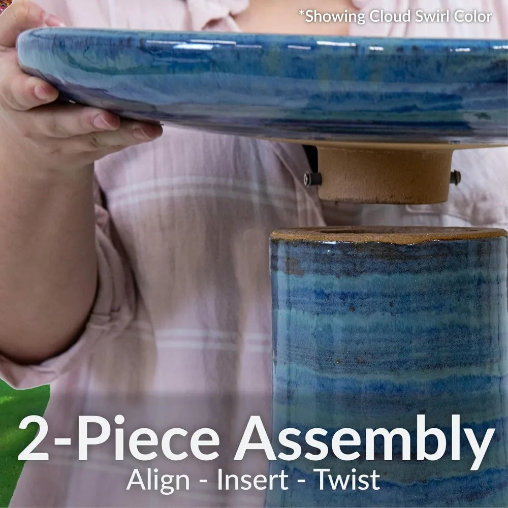 Sunnydaze Ceramic Bird Bath Outdoor Hand Painted
