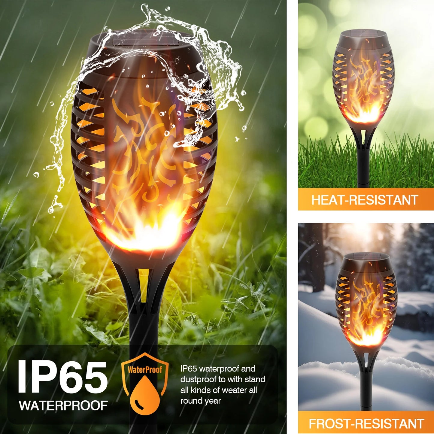 Solar Outdoor LED Torch Lights With Flickering Flame Waterproof