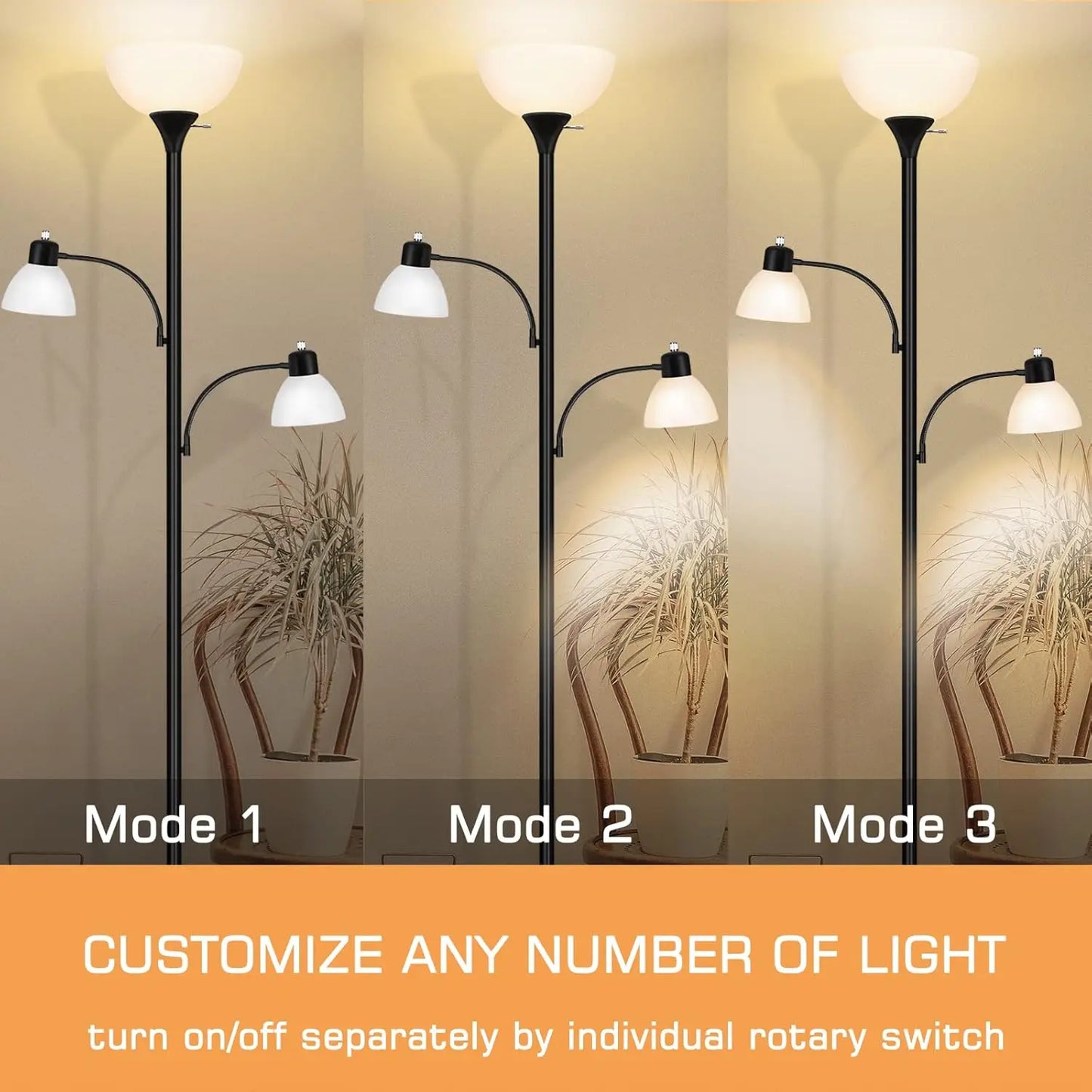 Industrial Style Torchiere Floor Lamp With LED Bulbs