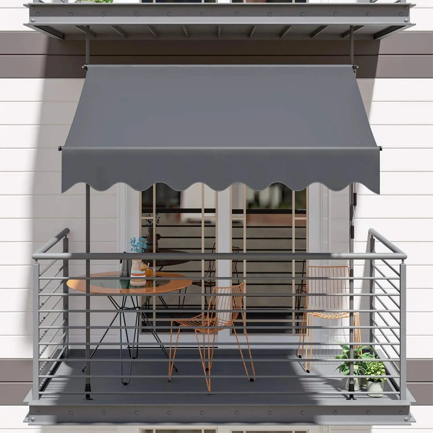 Homfa Retractable Balcony Awning UV50 Sun Shade With Hand Crank