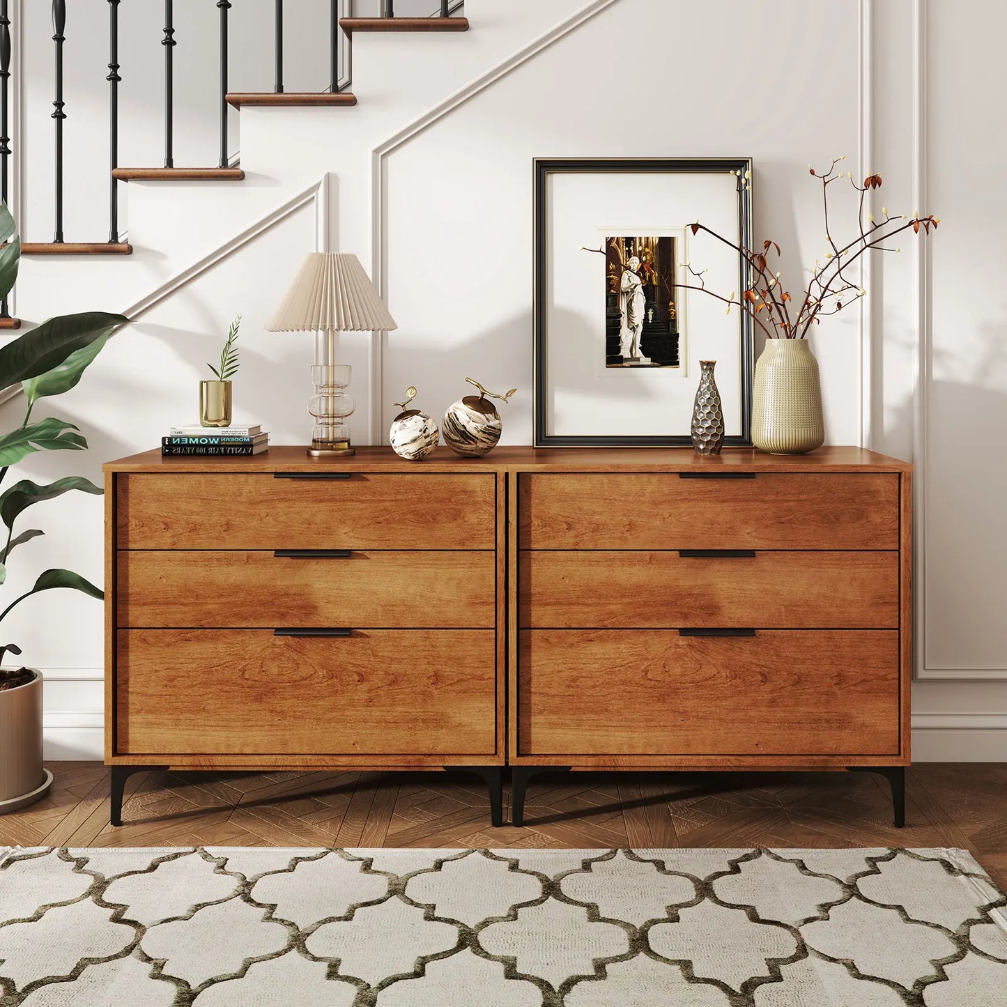 HOMASIS 3-Drawer Dresser With Metal Support Legs And Anti-Tipping